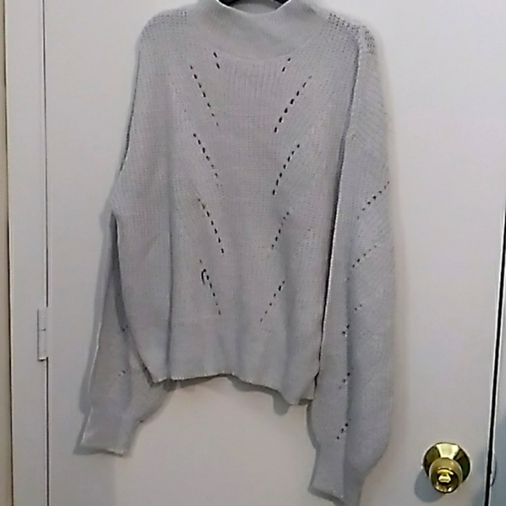 NWT Icon Apparel blue sweater with silvery trim